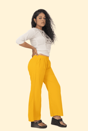 Mustard Pocket Premium Rayon Palazzo