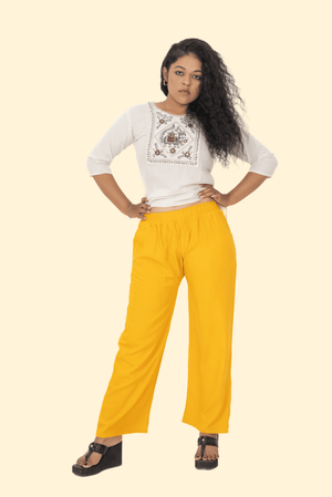 Mustard Pocket Premium Rayon Palazzo