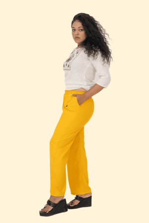 Mustard Pocket Premium Rayon Palazzo