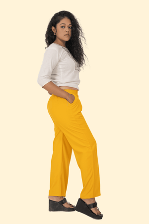 Mustard Pocket Premium Rayon Palazzo
