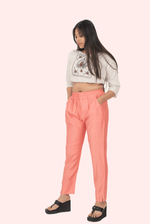 Peach Rayon Silk Pants