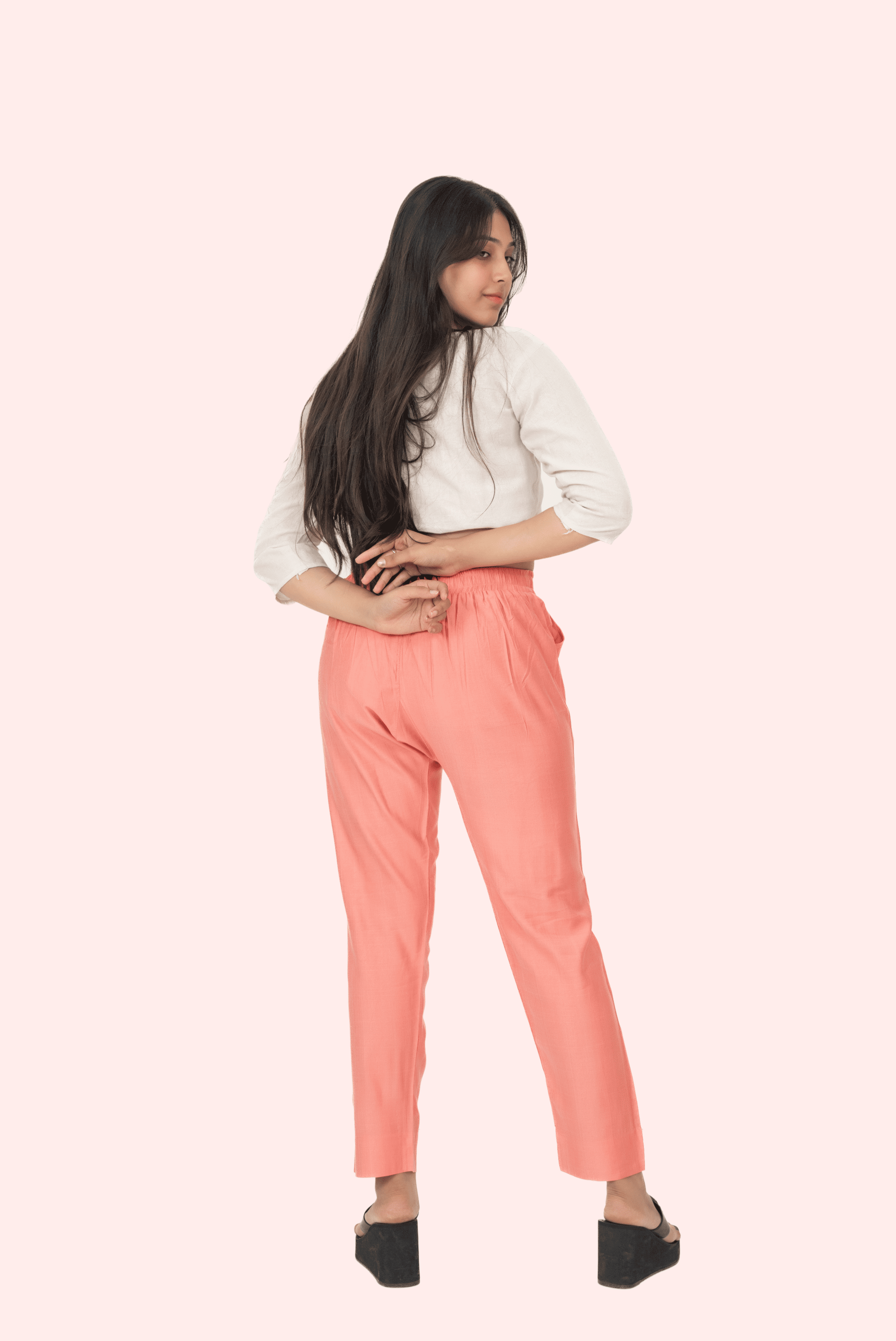 Peach Rayon Silk Pants