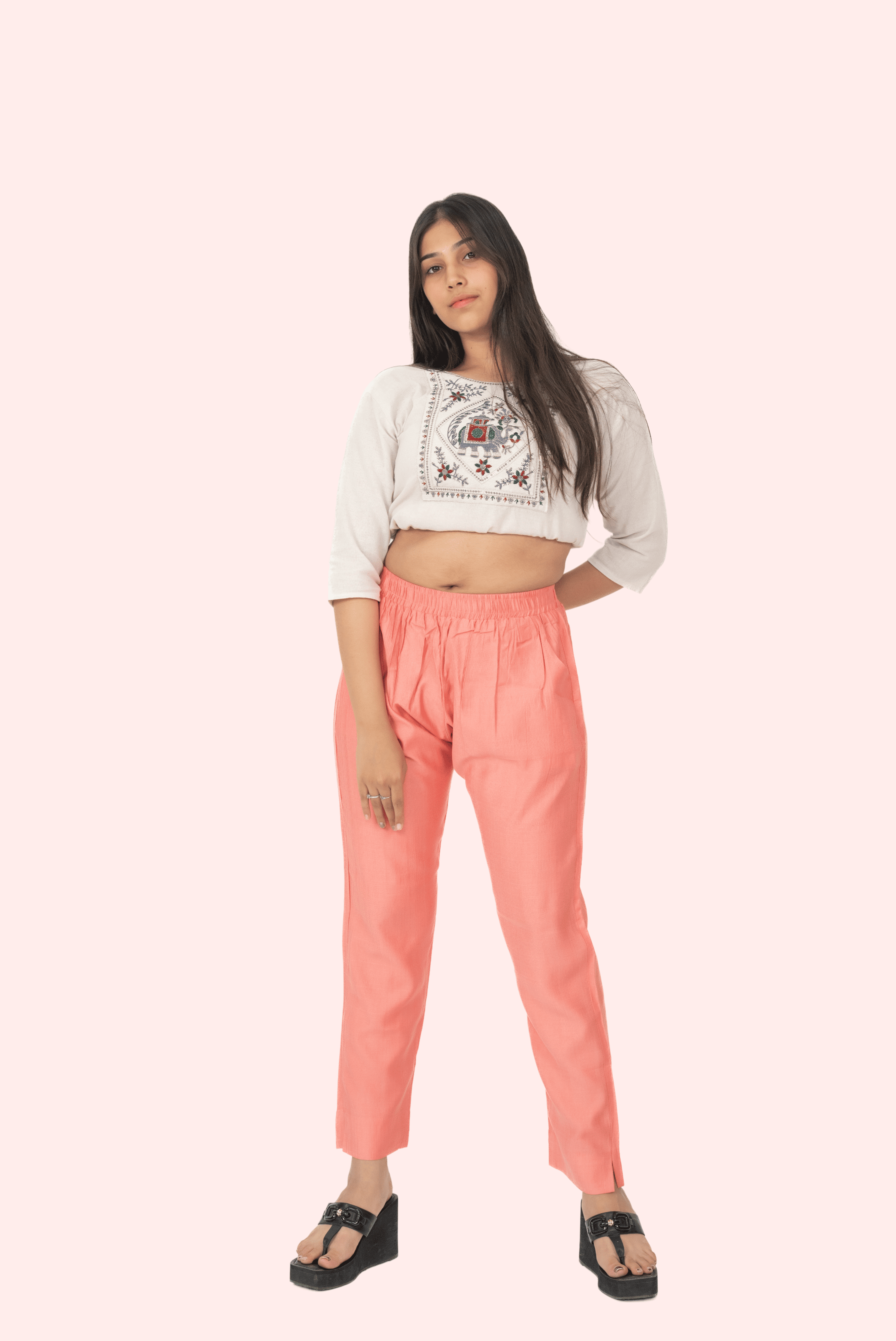 Peach Rayon Silk Pants