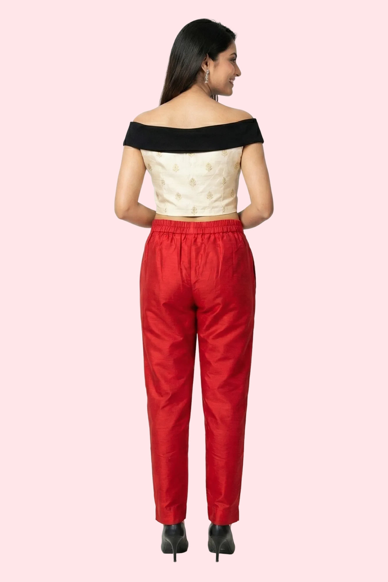 Red Tussar Silk Pant