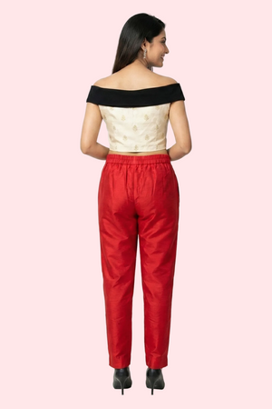 Red Tussar Silk Pant