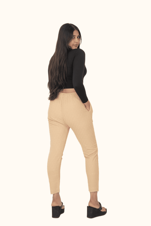 Beige Rayon Chiken Pants