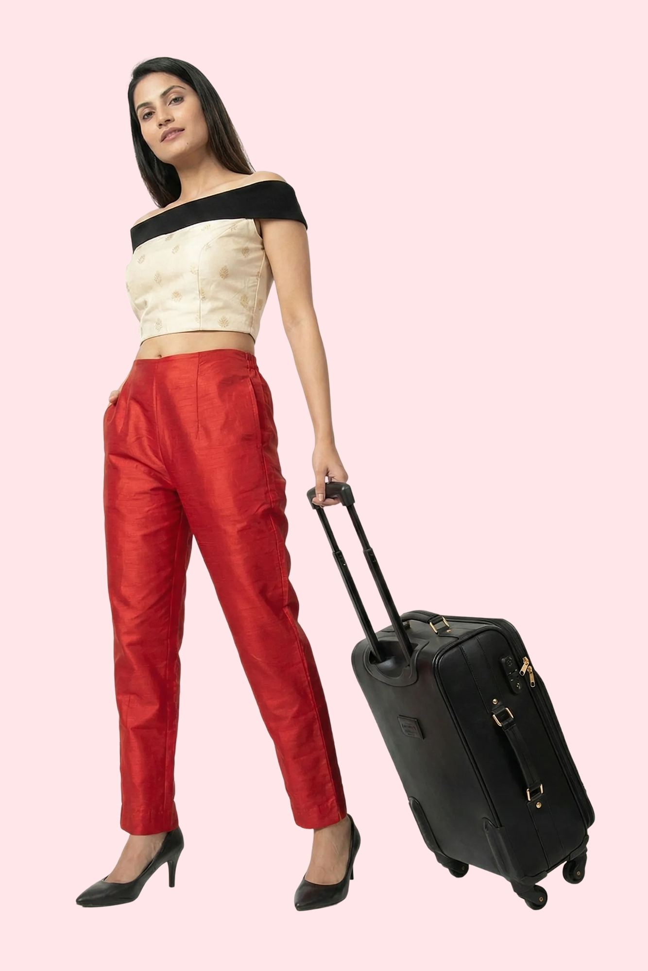 Red Tussar Silk Pant