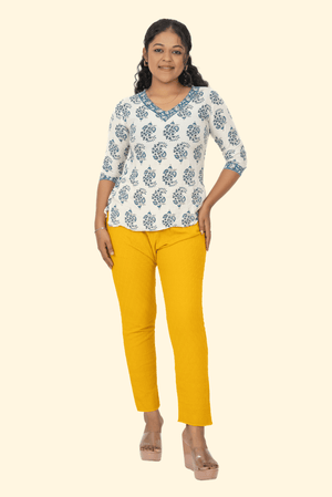 Mustard Rayon Chiken Pants
