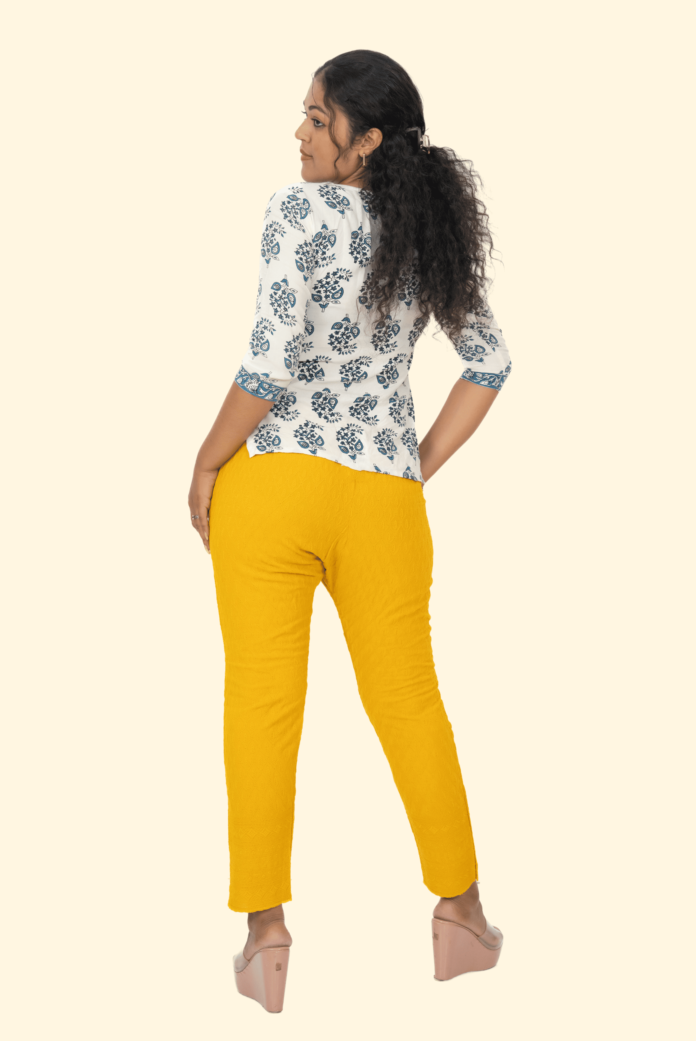 Mustard Rayon Chiken Pants