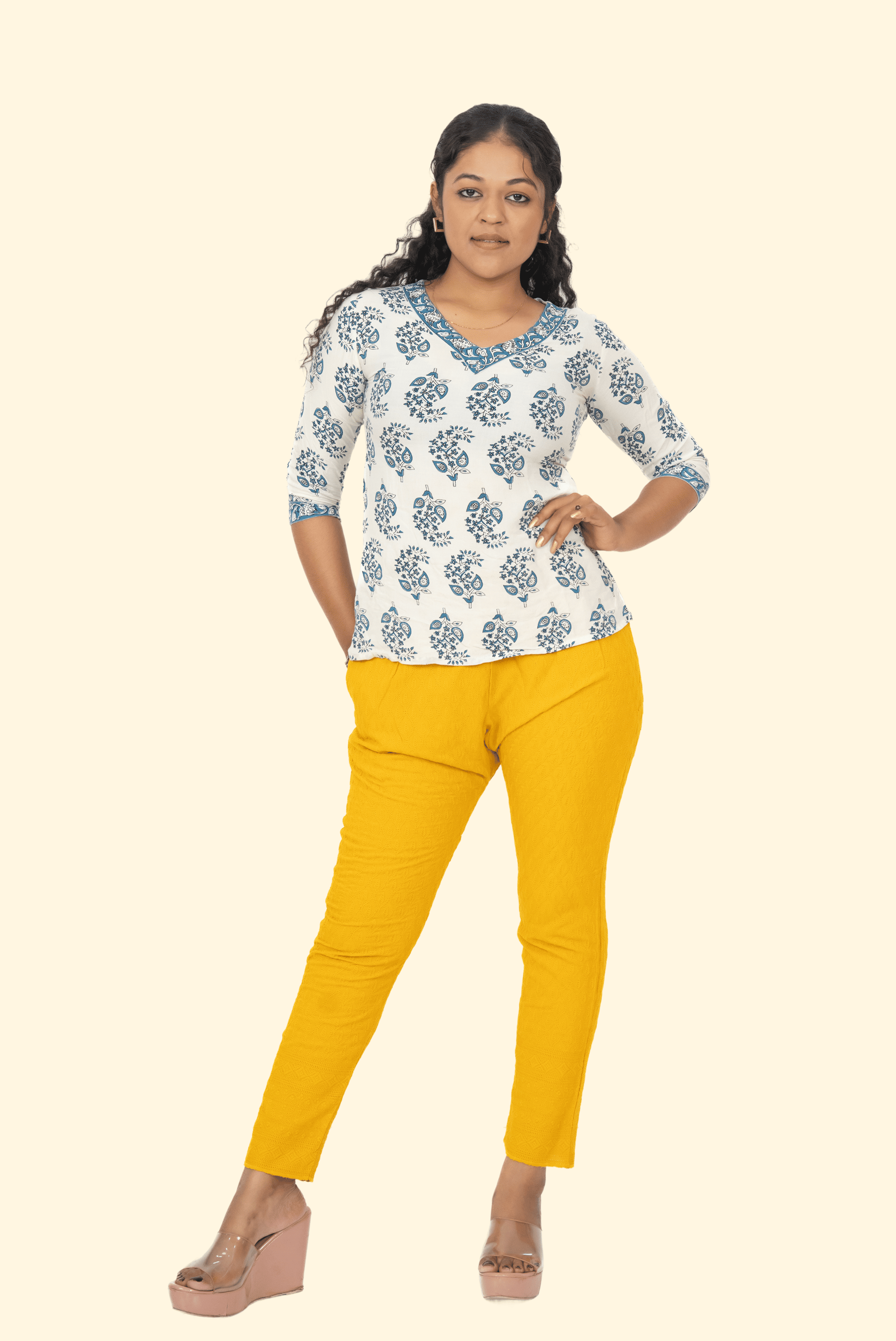 Mustard Rayon Chiken Pants