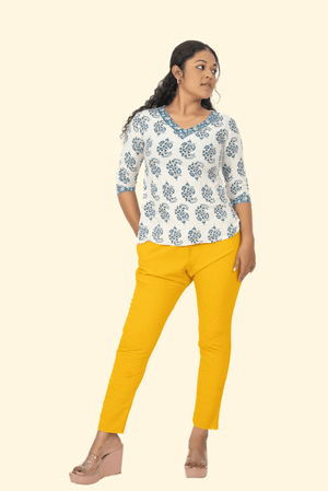 Mustard Rayon Chiken Pants