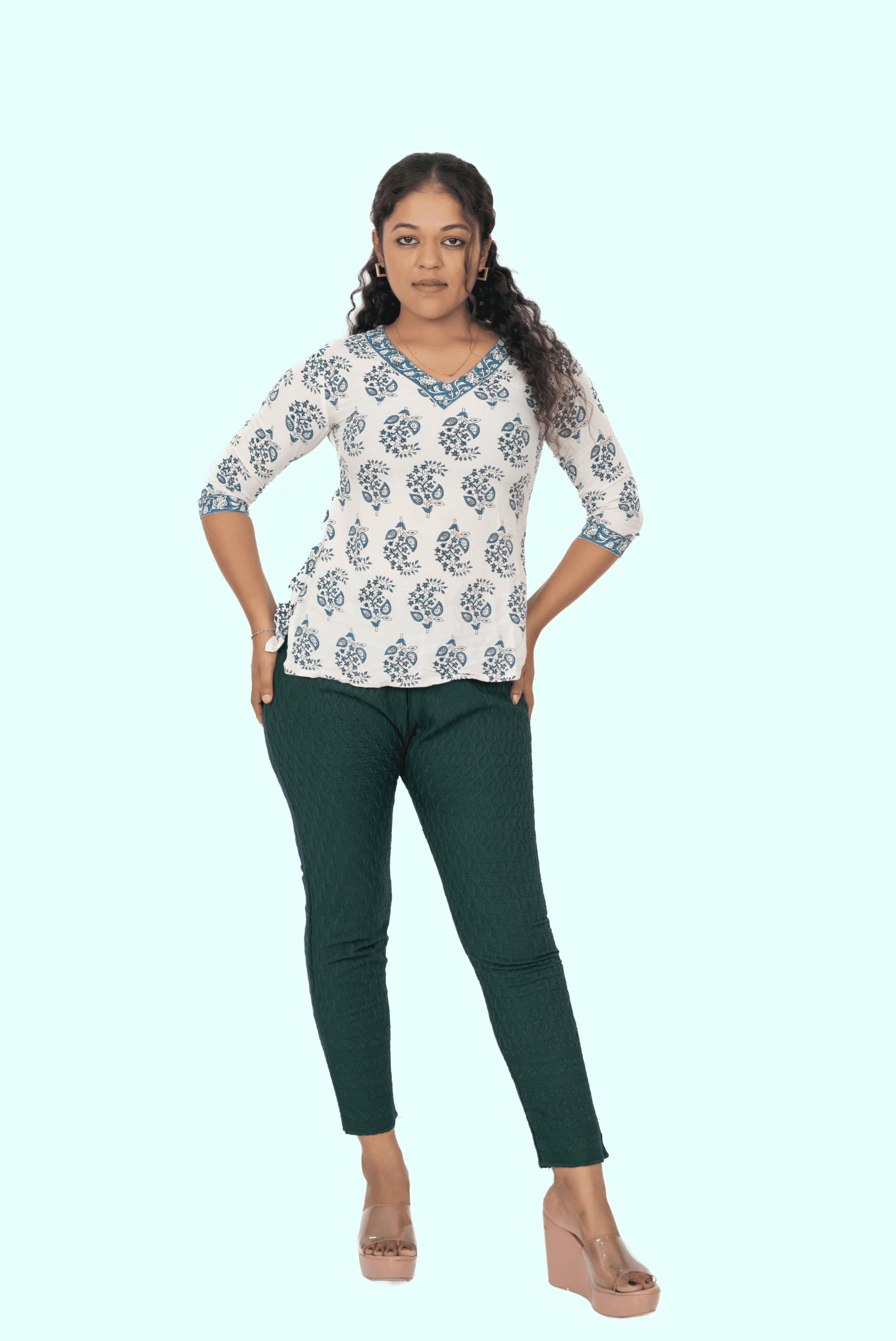 Bottle Green Rayon Chiken Pants