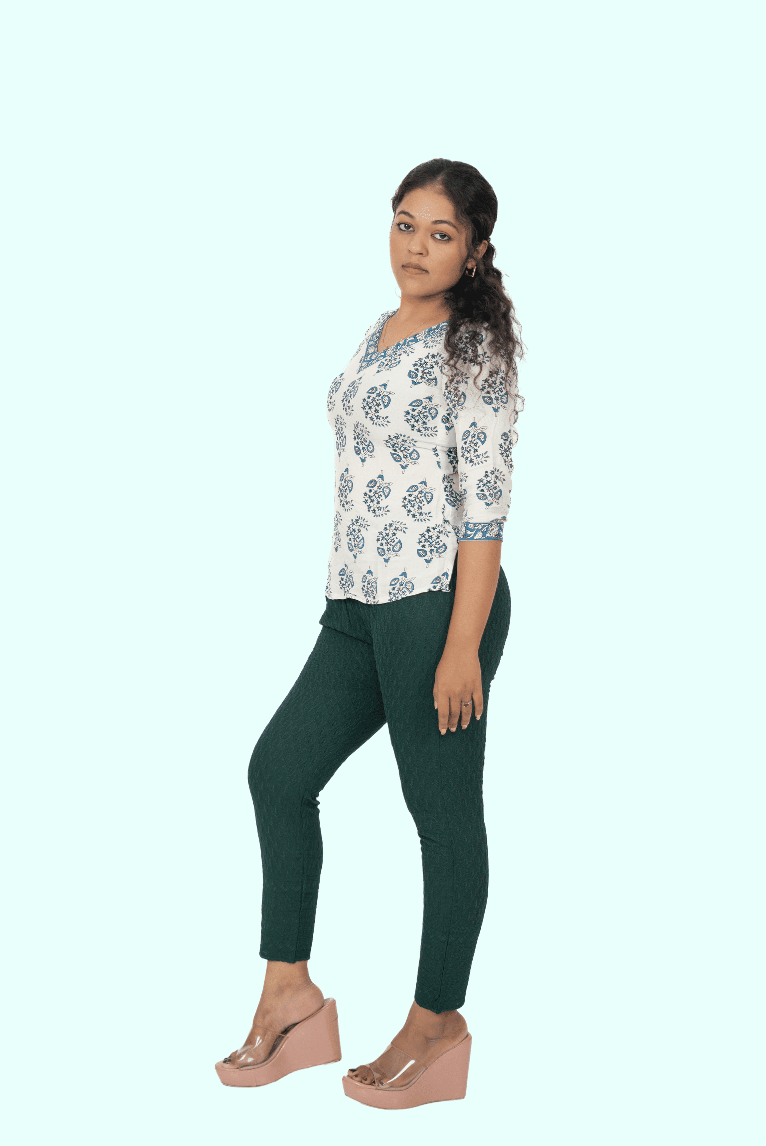 Bottle Green Rayon Chiken Pants