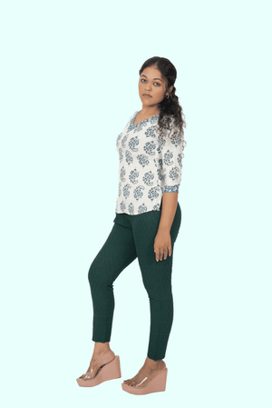 Bottle Green Rayon Chiken Pants