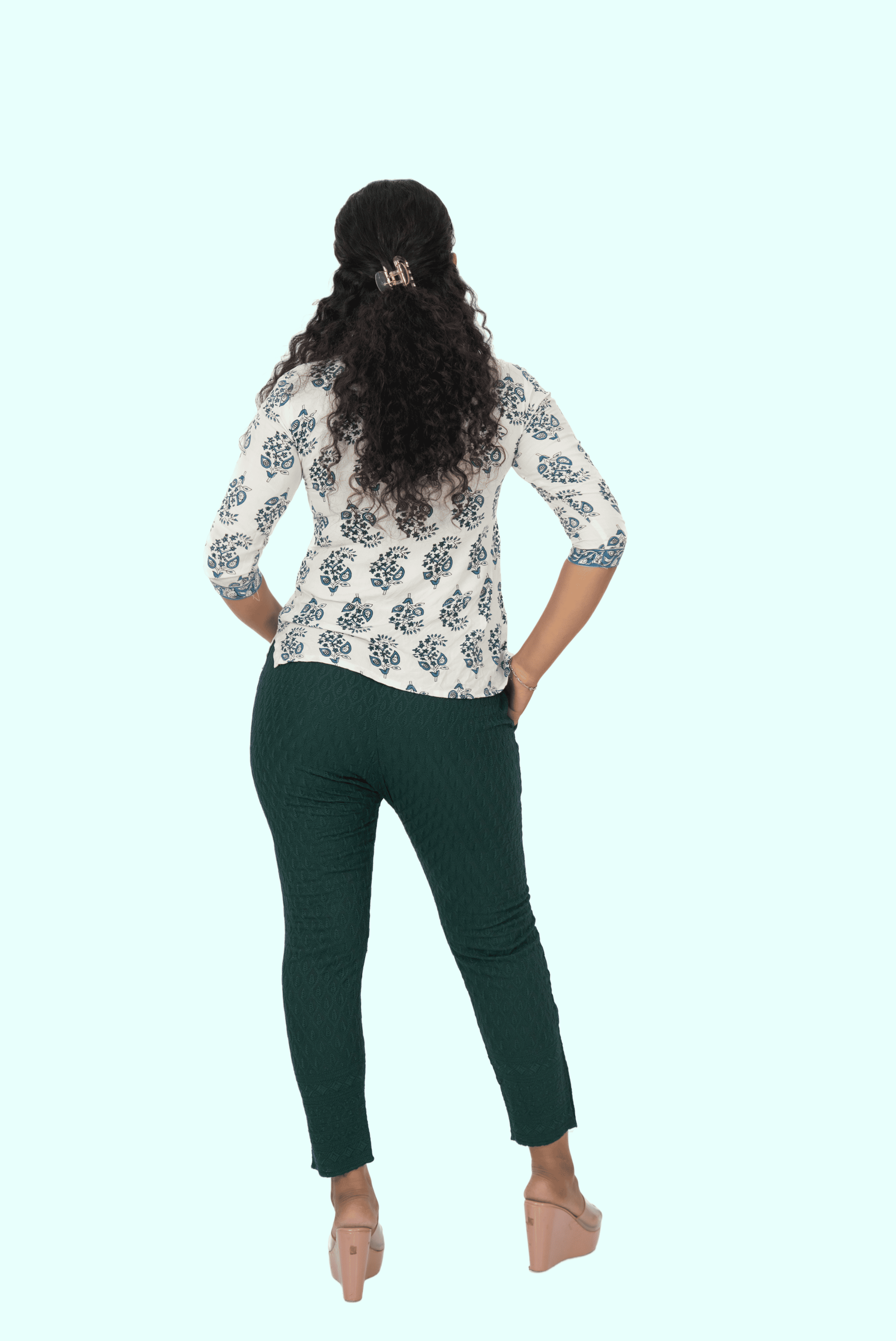 Bottle Green Rayon Chiken Pants