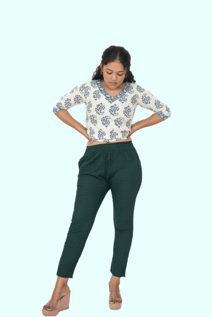 Bottle Green Rayon Chiken Pants