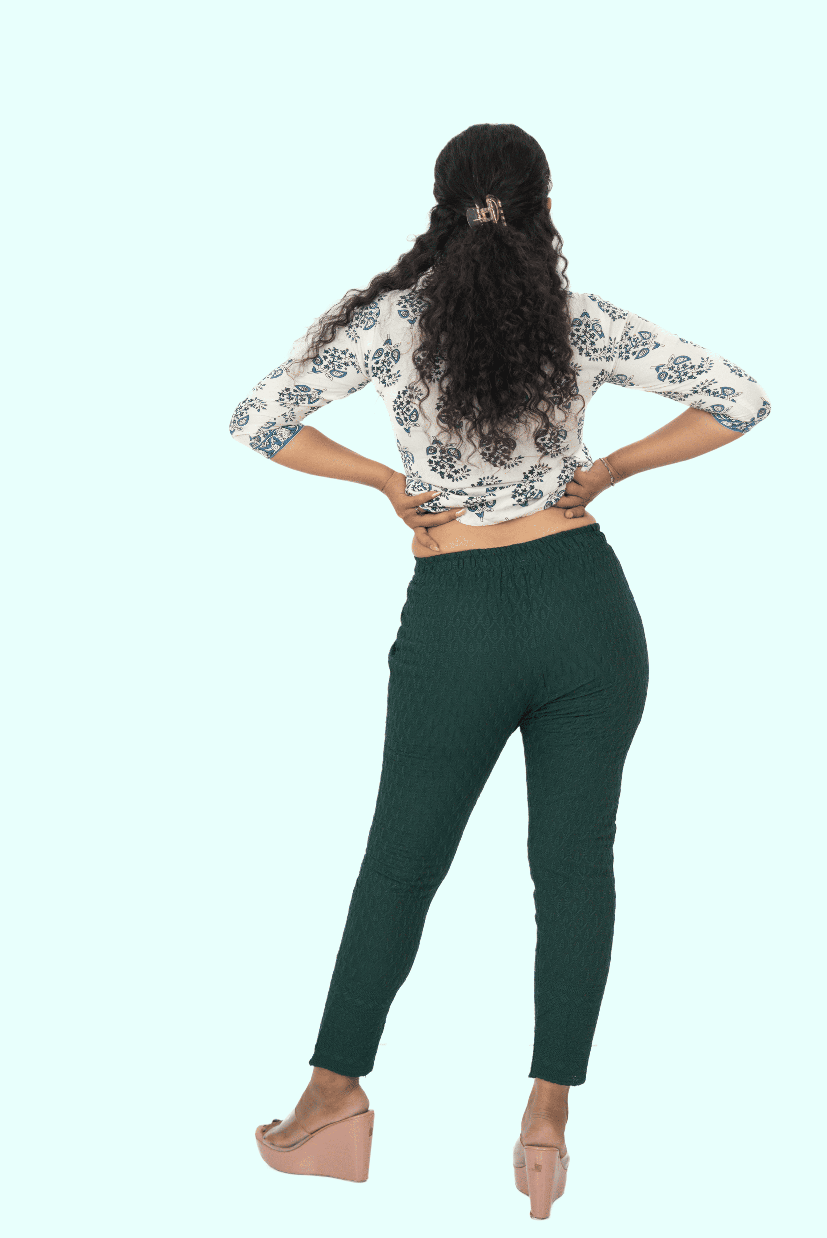 Bottle Green Rayon Chiken Pants
