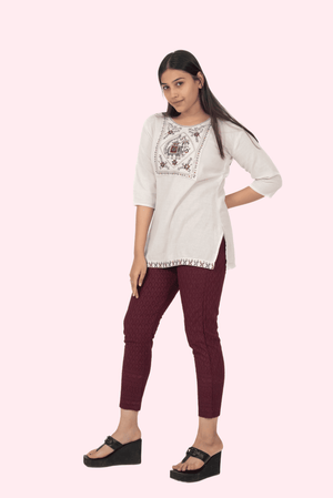 Burgundy Rayon Chiken Pants