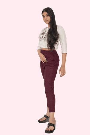 Burgundy Rayon Chiken Pants