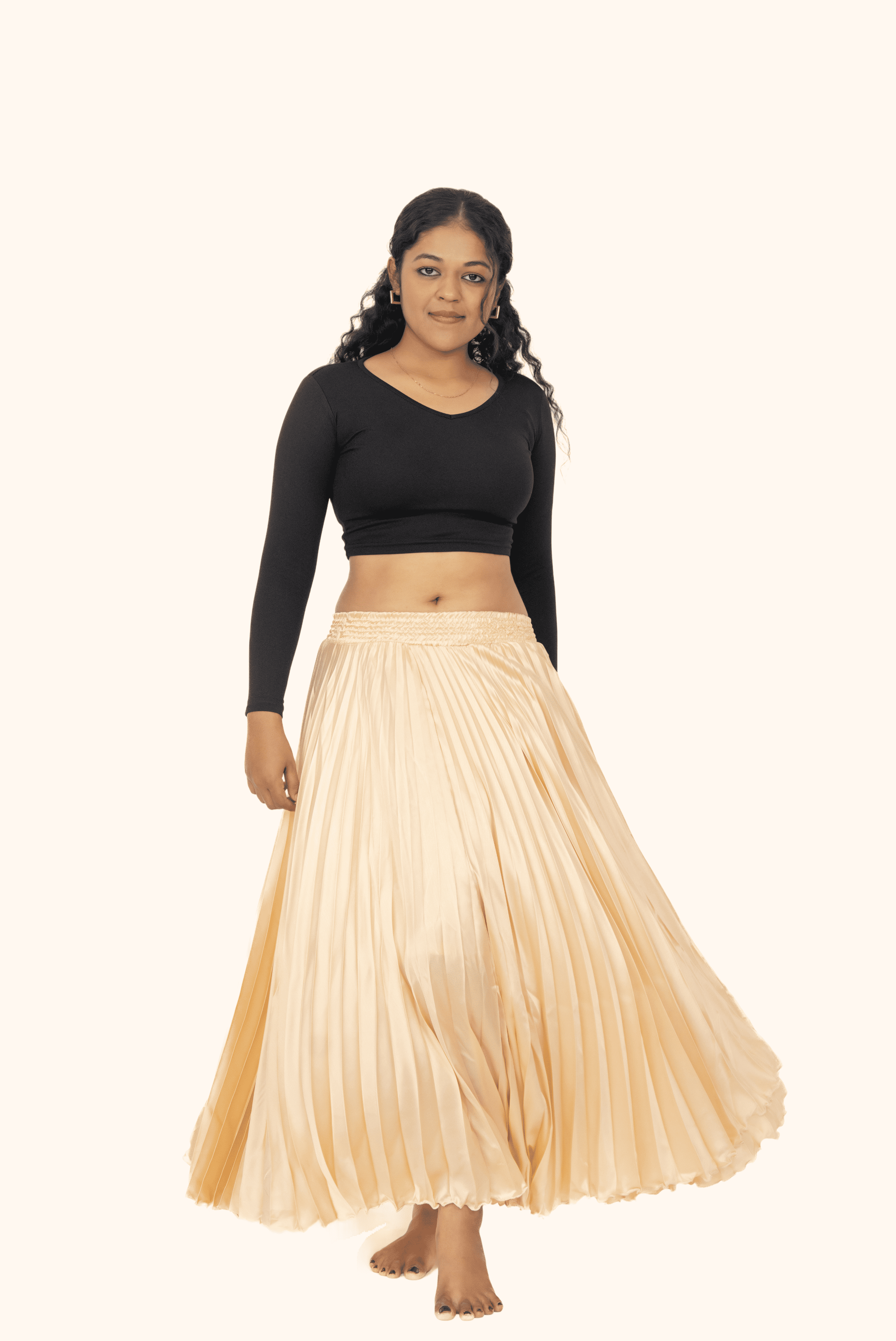 Skin Satin Silk Small Pleated Skirt