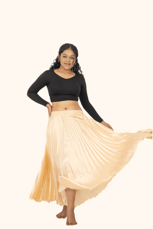 Skin Satin Silk Small Pleated Skirt