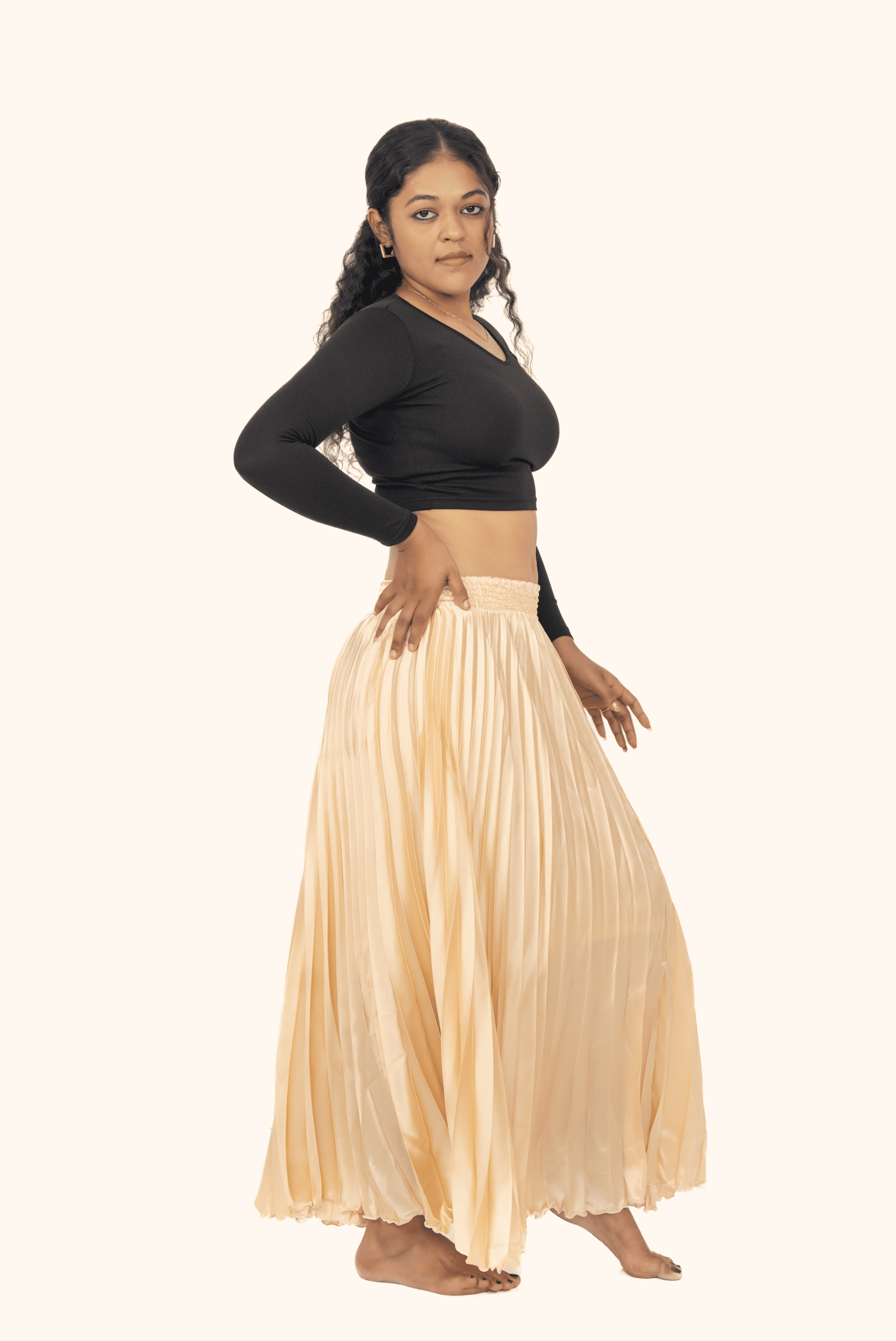 Skin Satin Silk Small Pleated Skirt