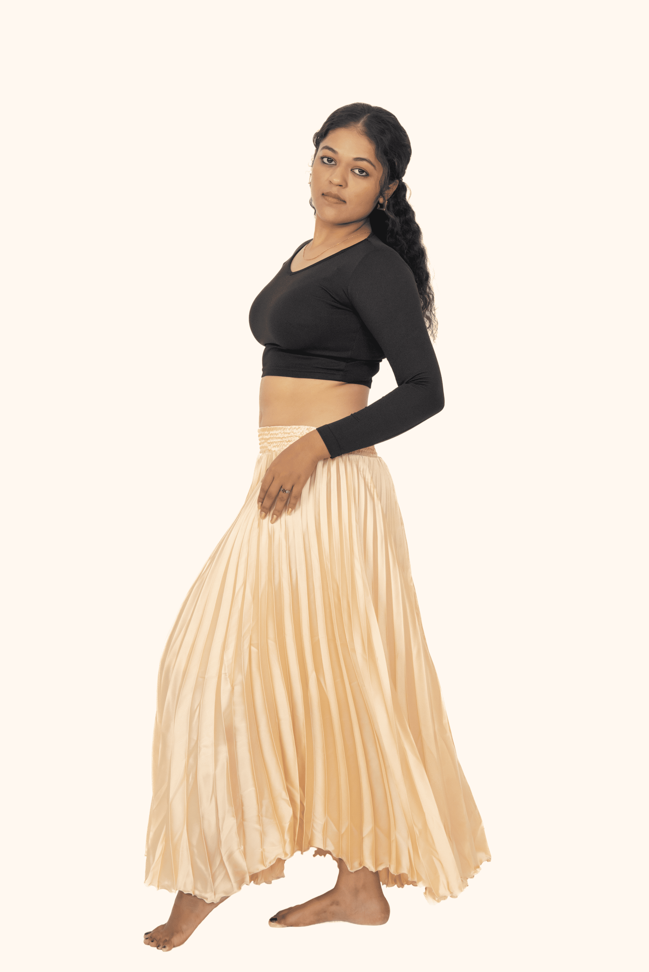 Skin Satin Silk Small Pleated Skirt