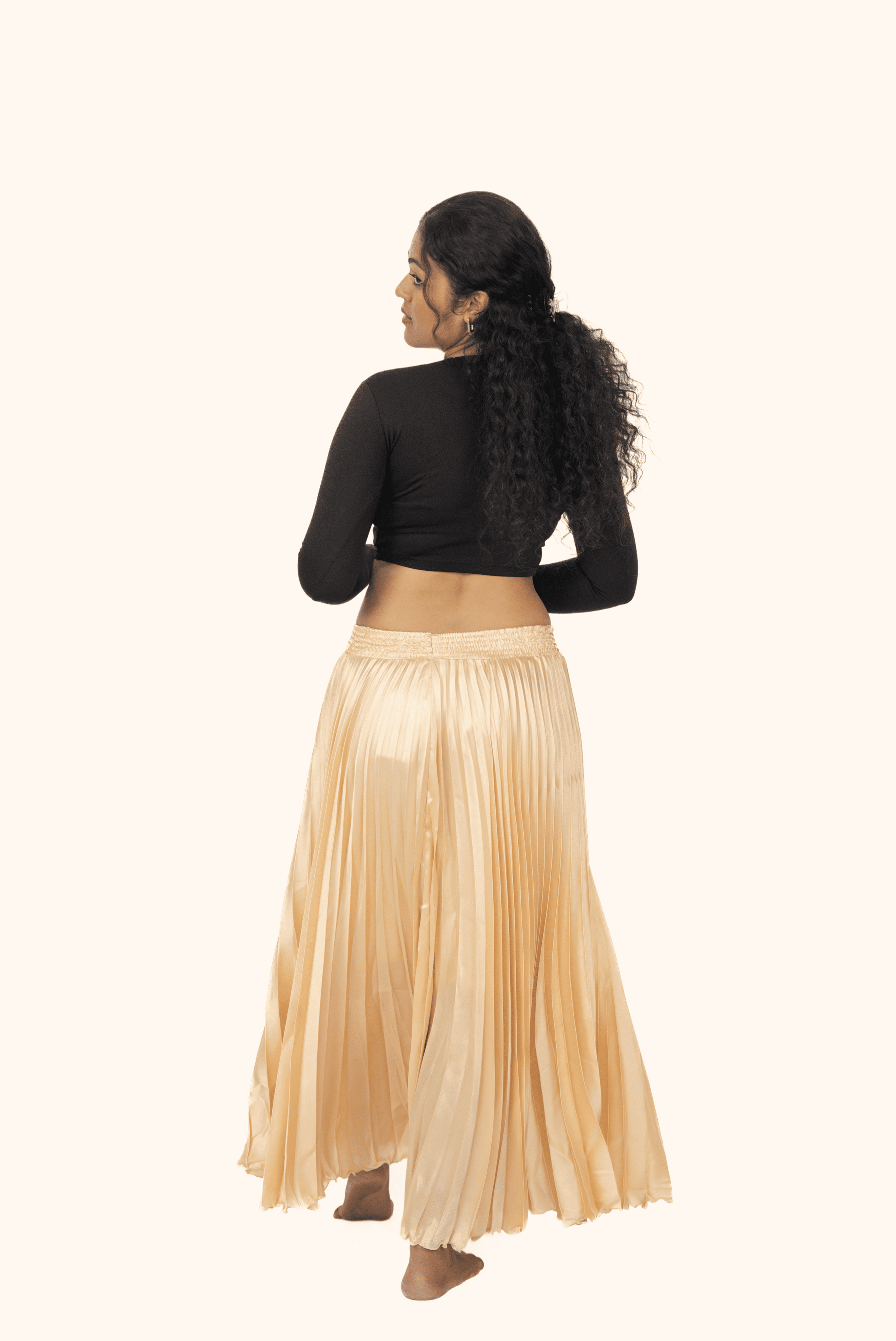 Skin Satin Silk Small Pleated Skirt