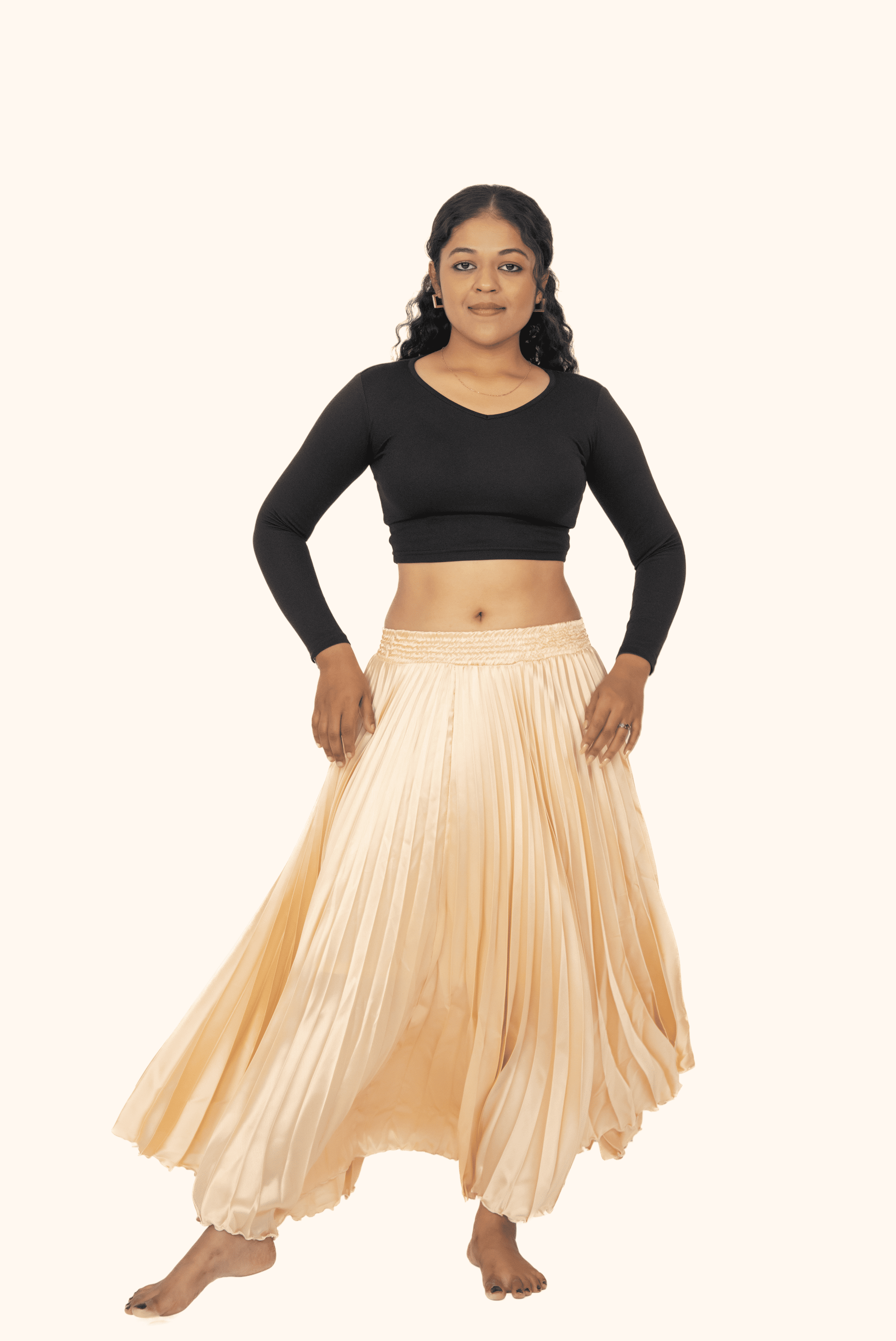 Skin Satin Silk Small Pleated Skirt