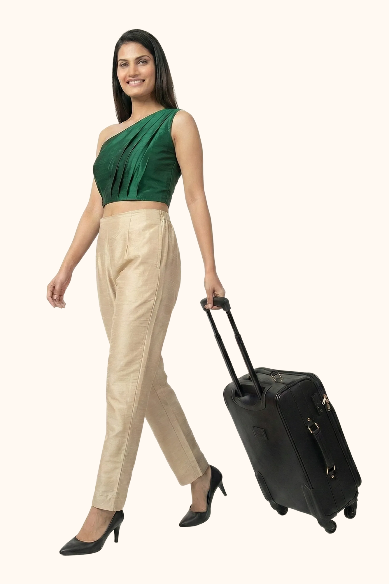 Beige Tussar Silk Pant