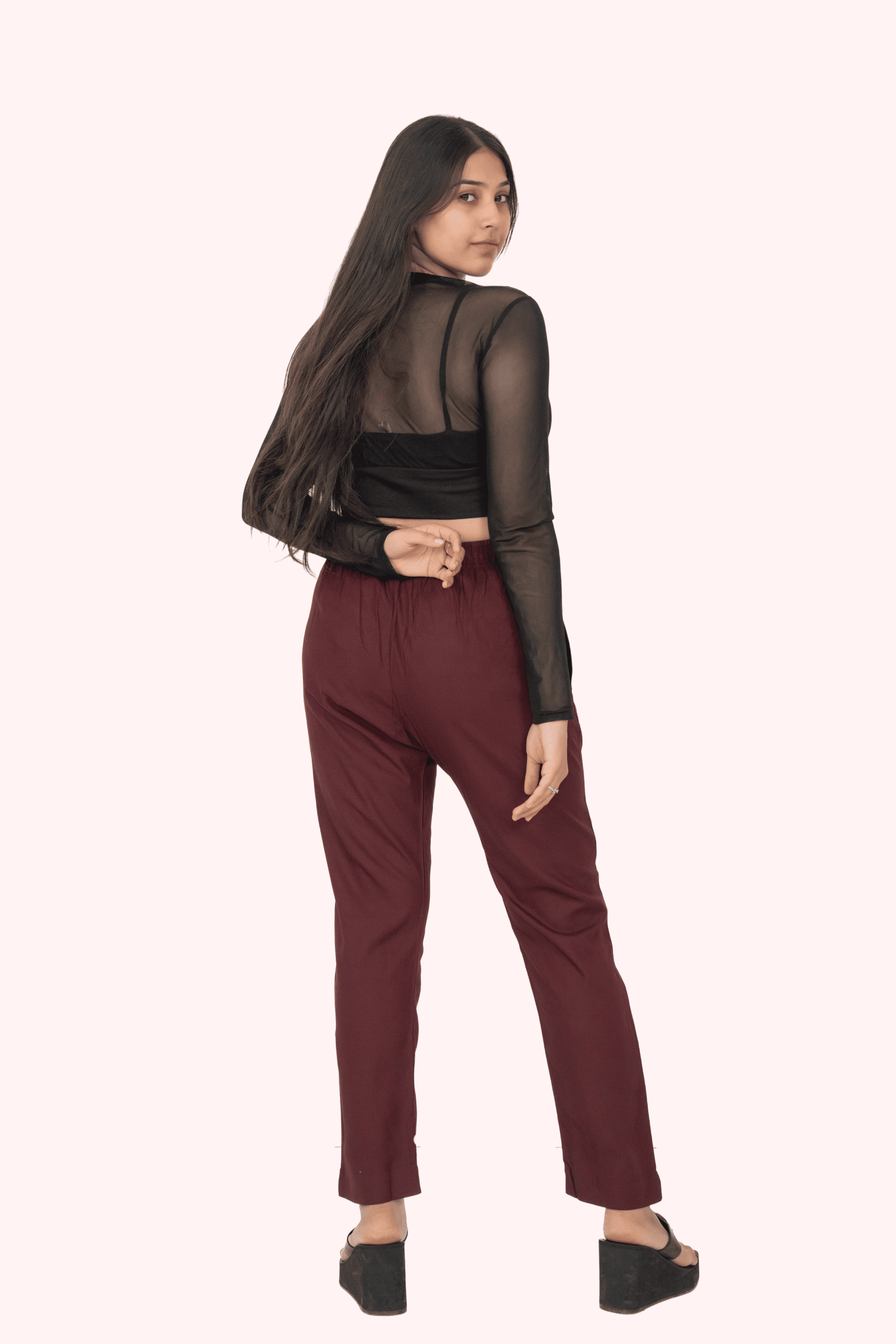 Burgundy Premium Rayon Narrow Fit Palazzo