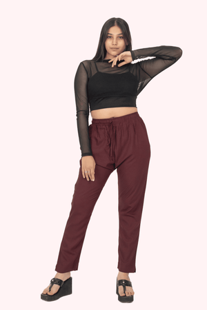 Burgundy Premium Rayon Narrow Fit Palazzo