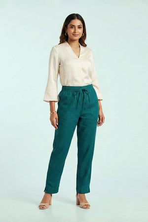 Peacock Green Linen Pant