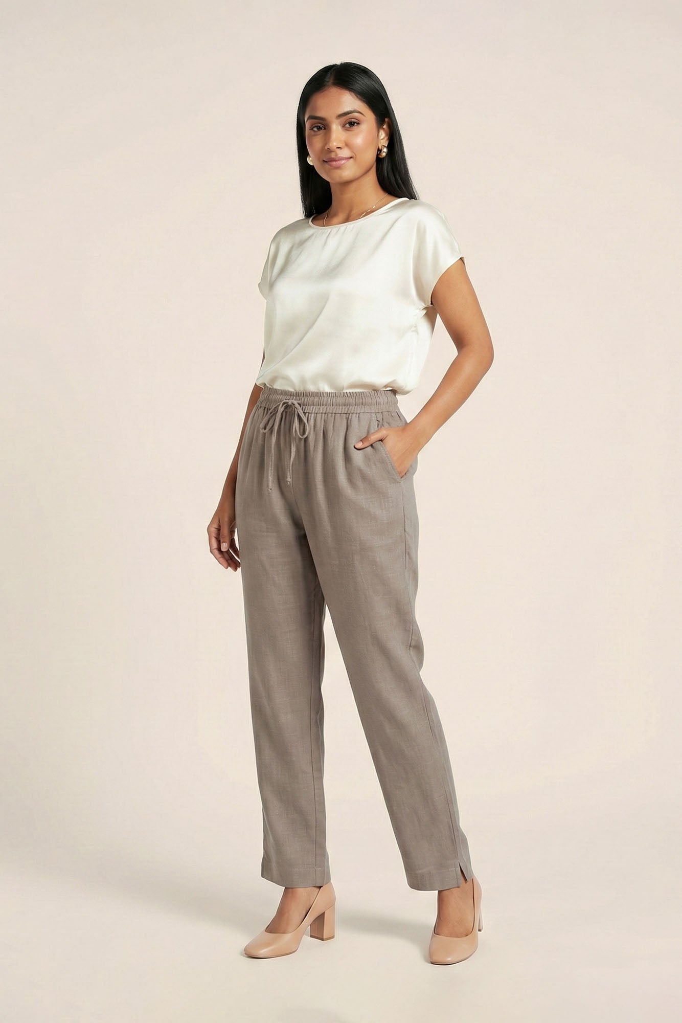 C.Grey Linen Pant