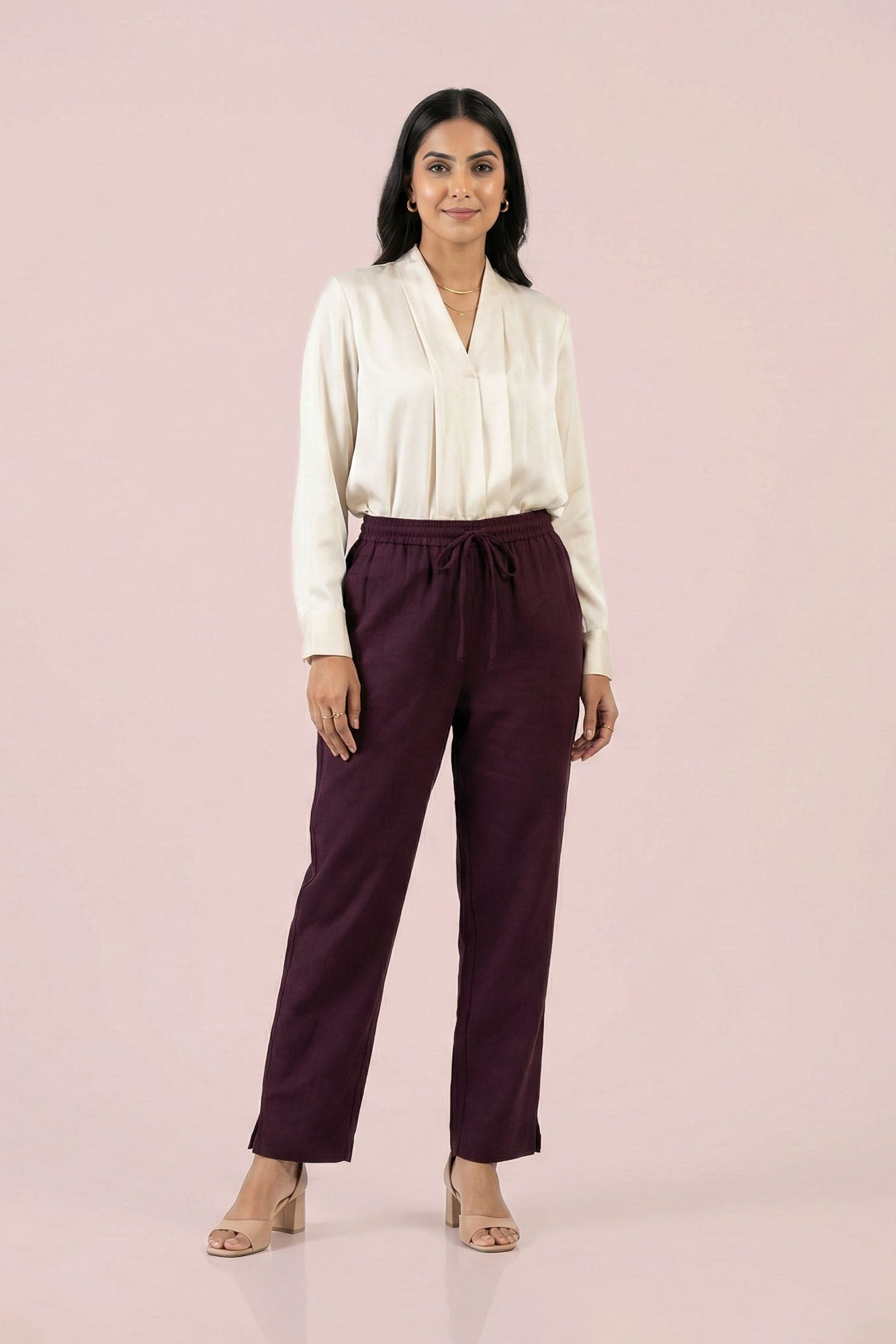 Wine Linen Pant