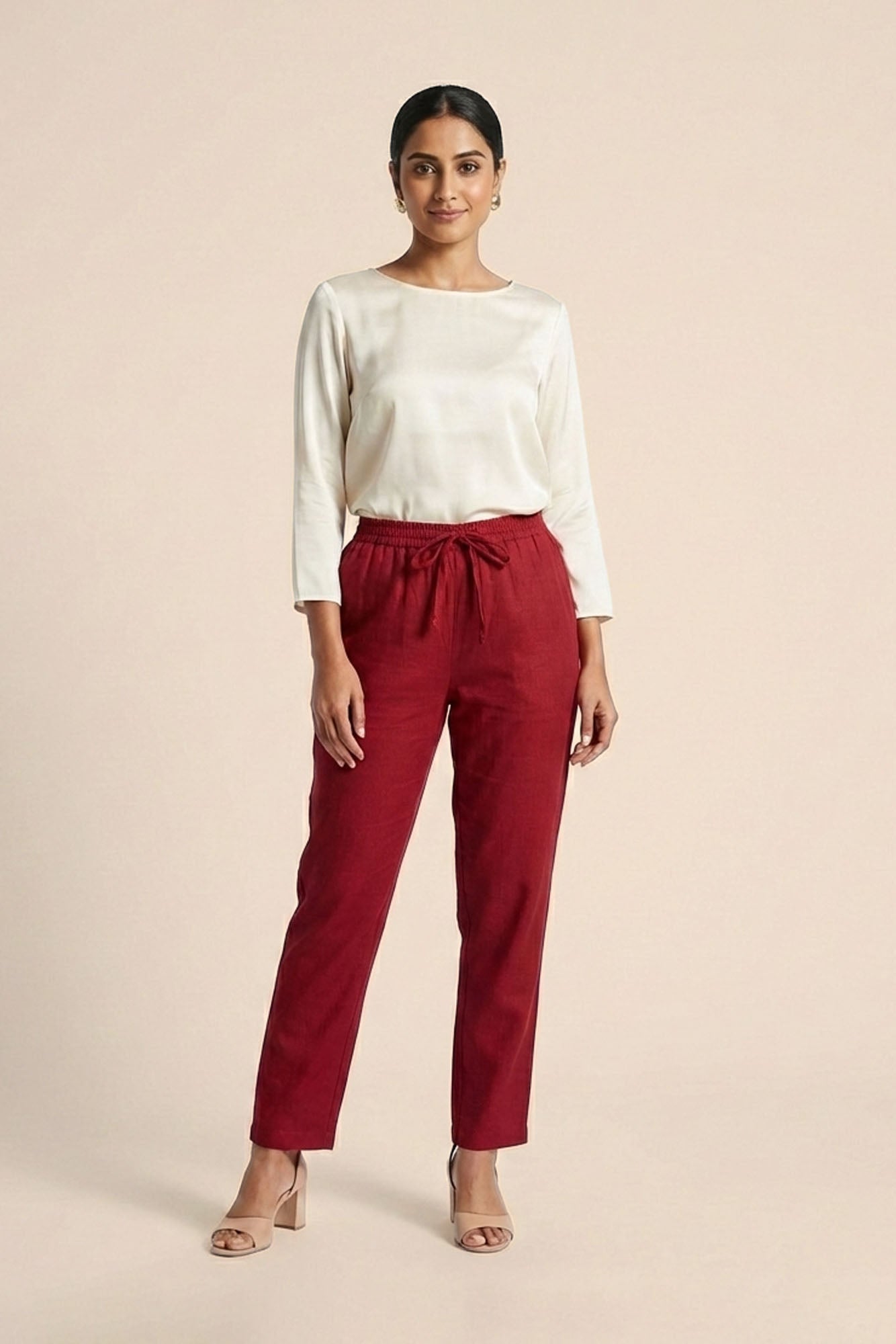 Maroon Linen Pant