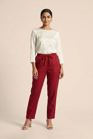 Maroon Linen Pant