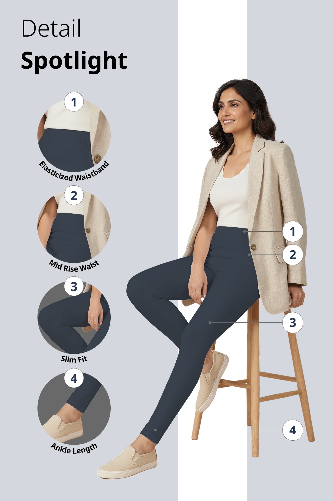 Grey Ankle Length Leggings