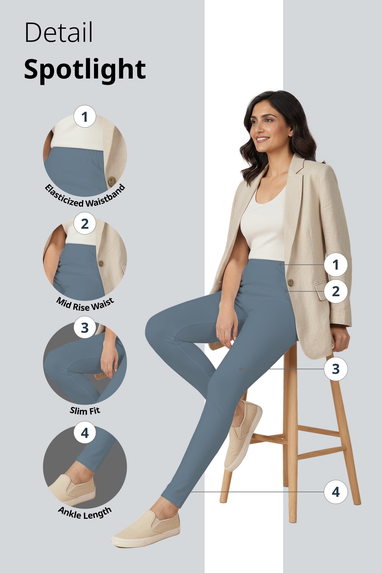 Grey Smoke Ankle Length Leggings
