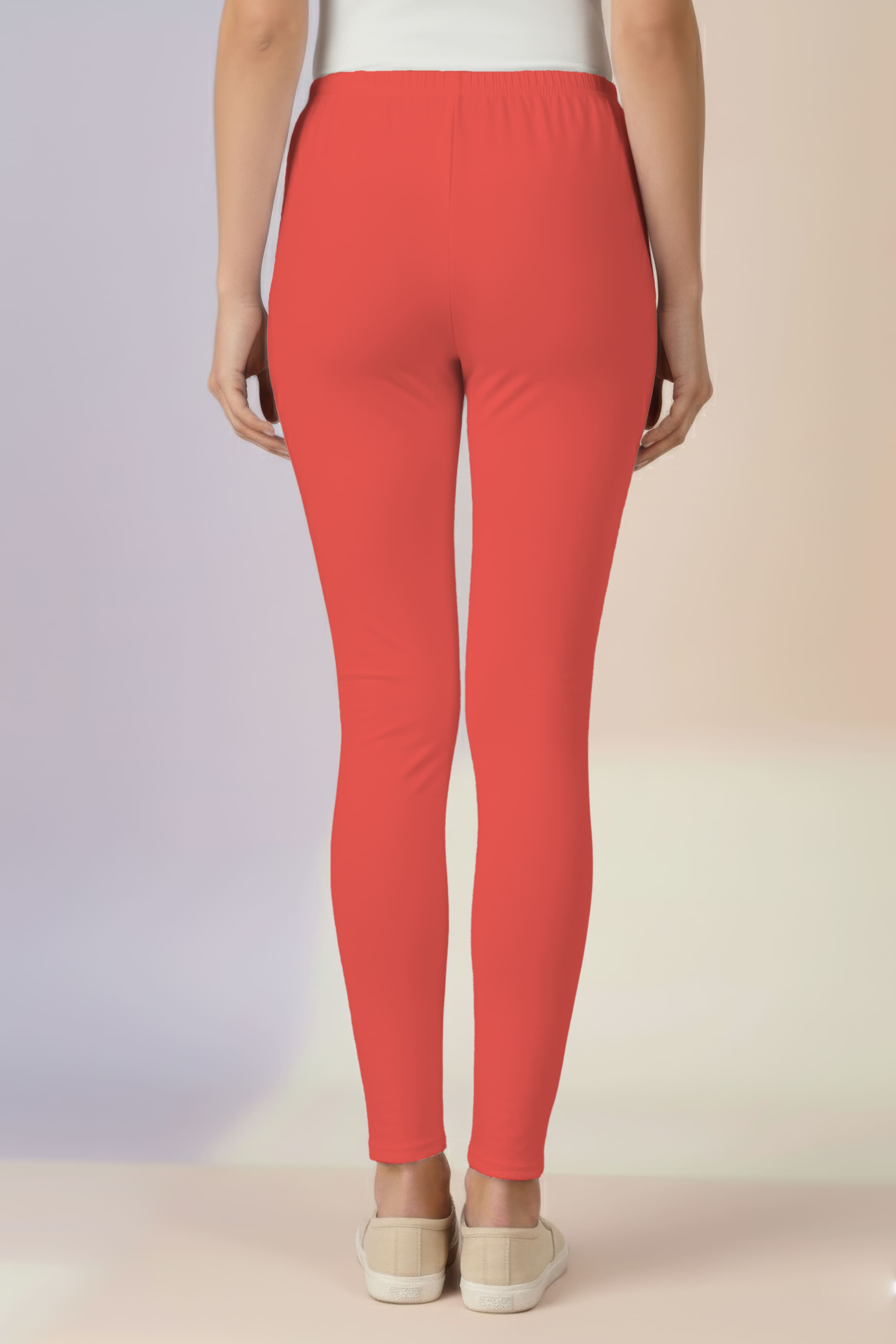 Hot Coral Ankle Length Leggings