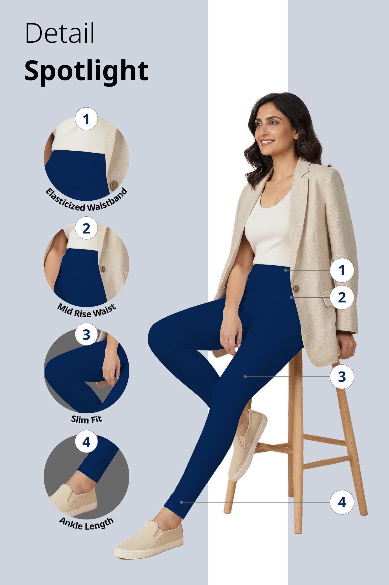 Jarman Blue Ankle Length Leggings