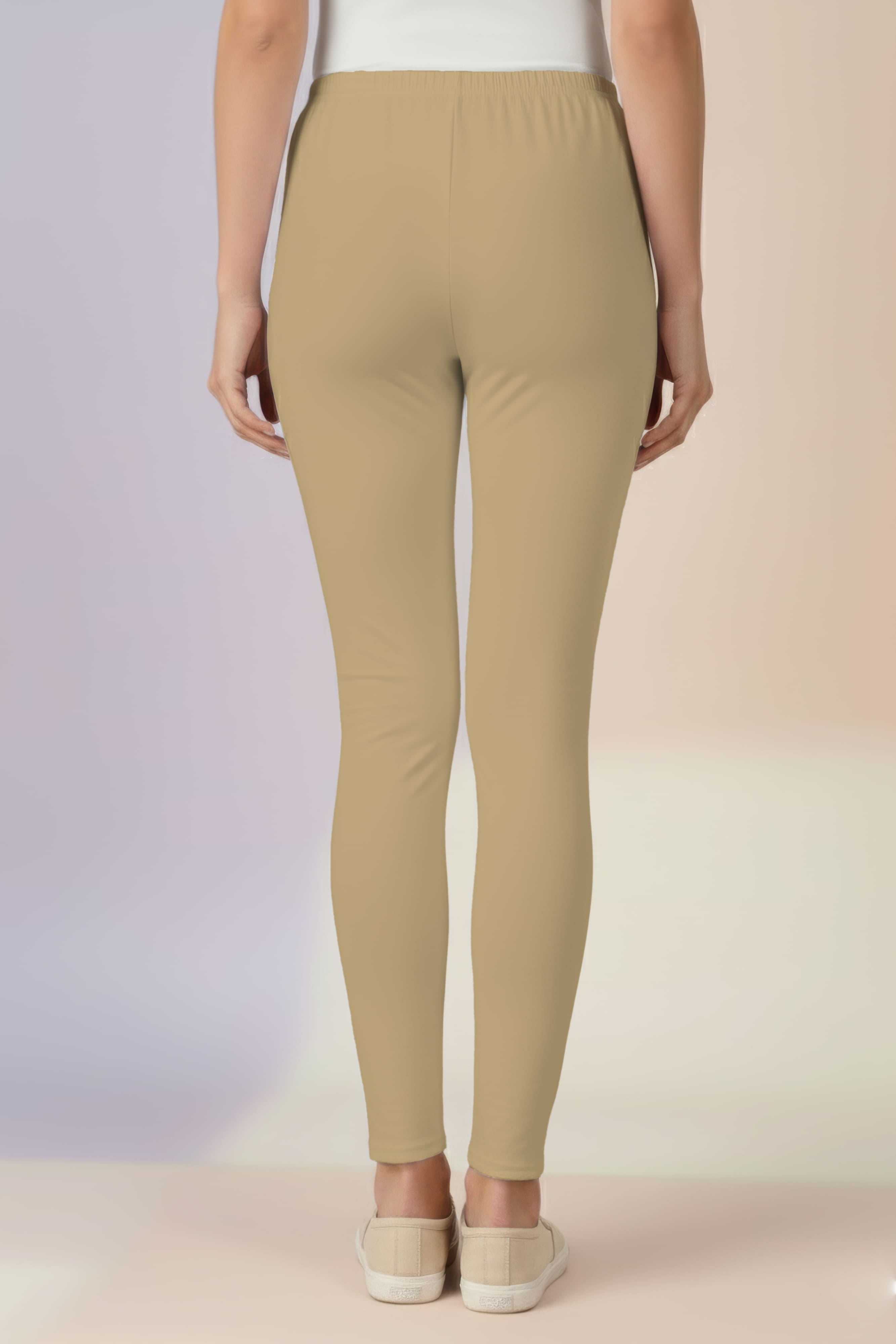 Beige Ankle Length Leggings