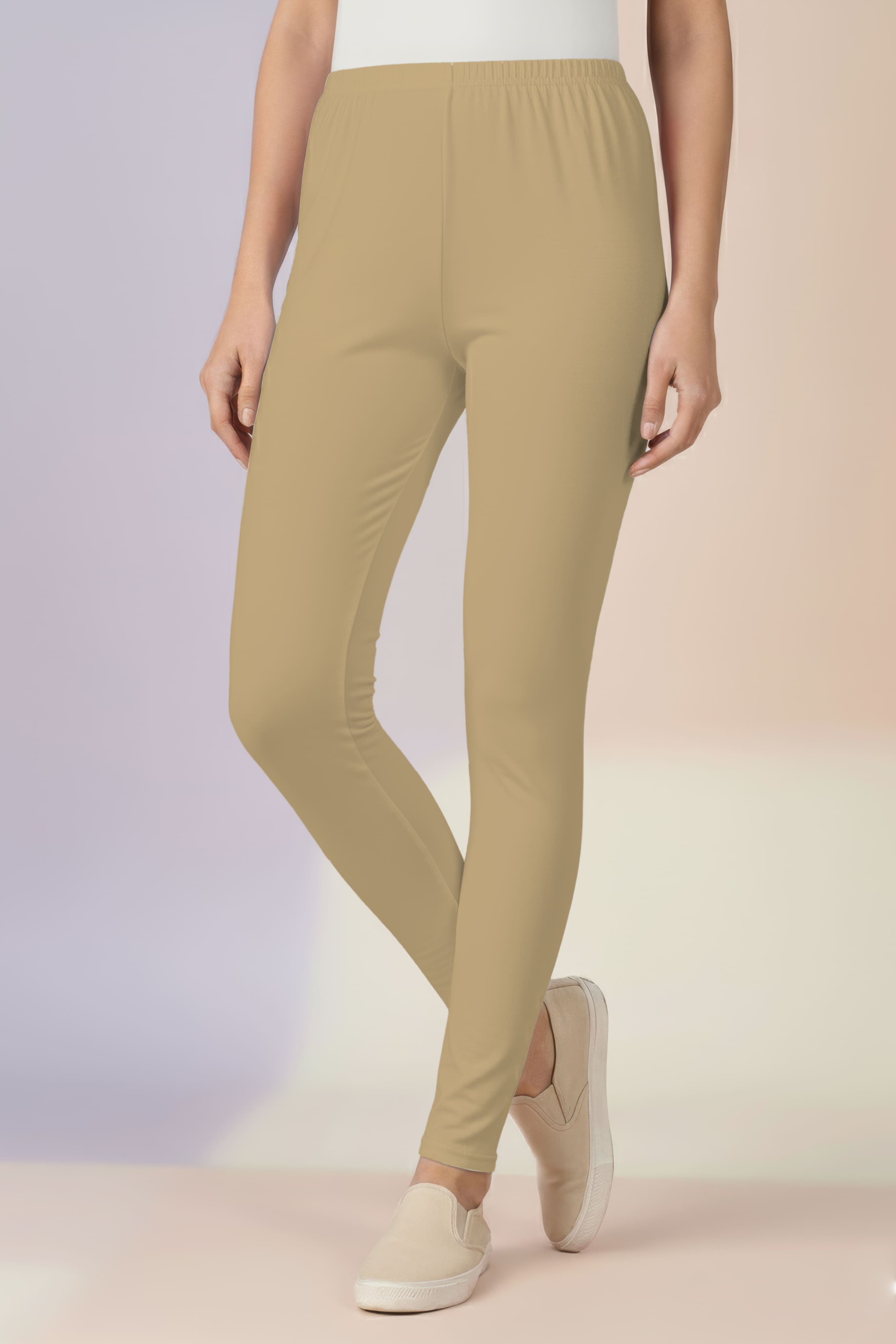 Beige Ankle Length Leggings