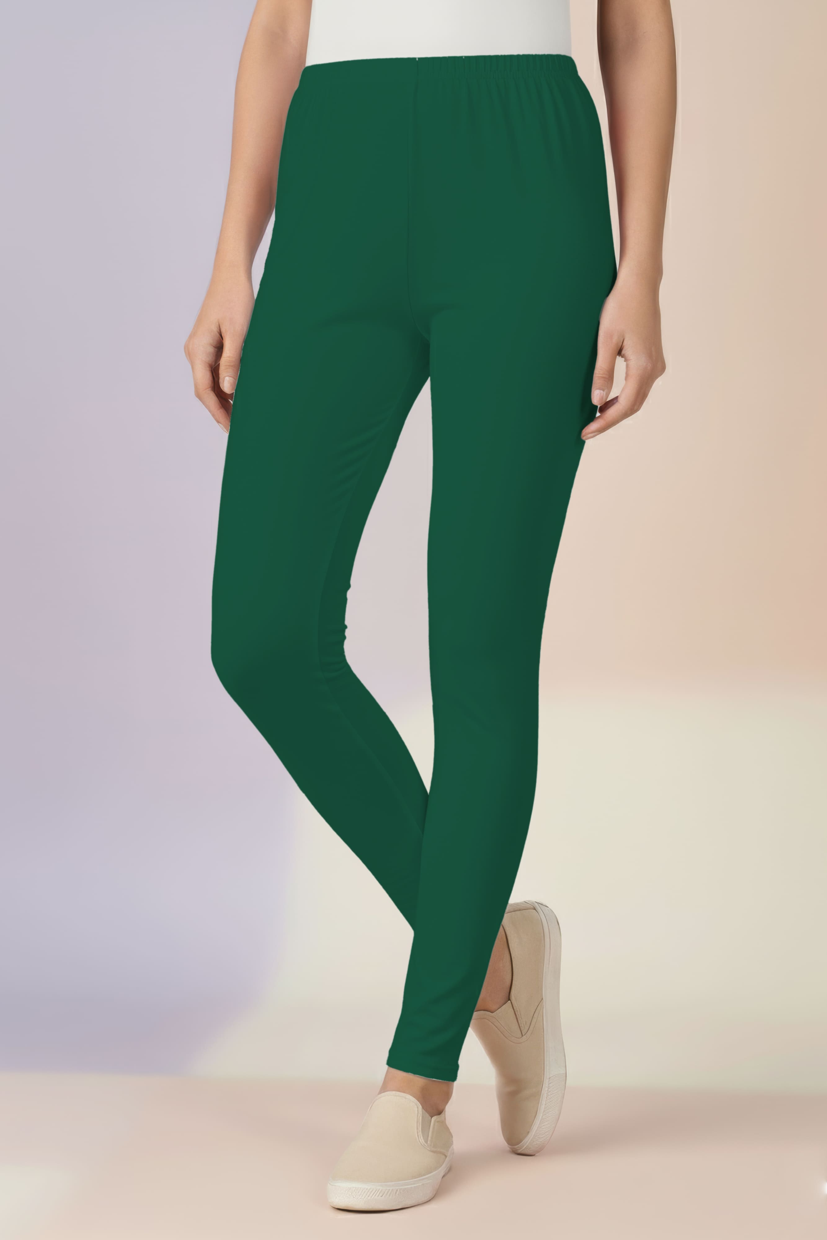 Leaf Green Ankle Length Leggings