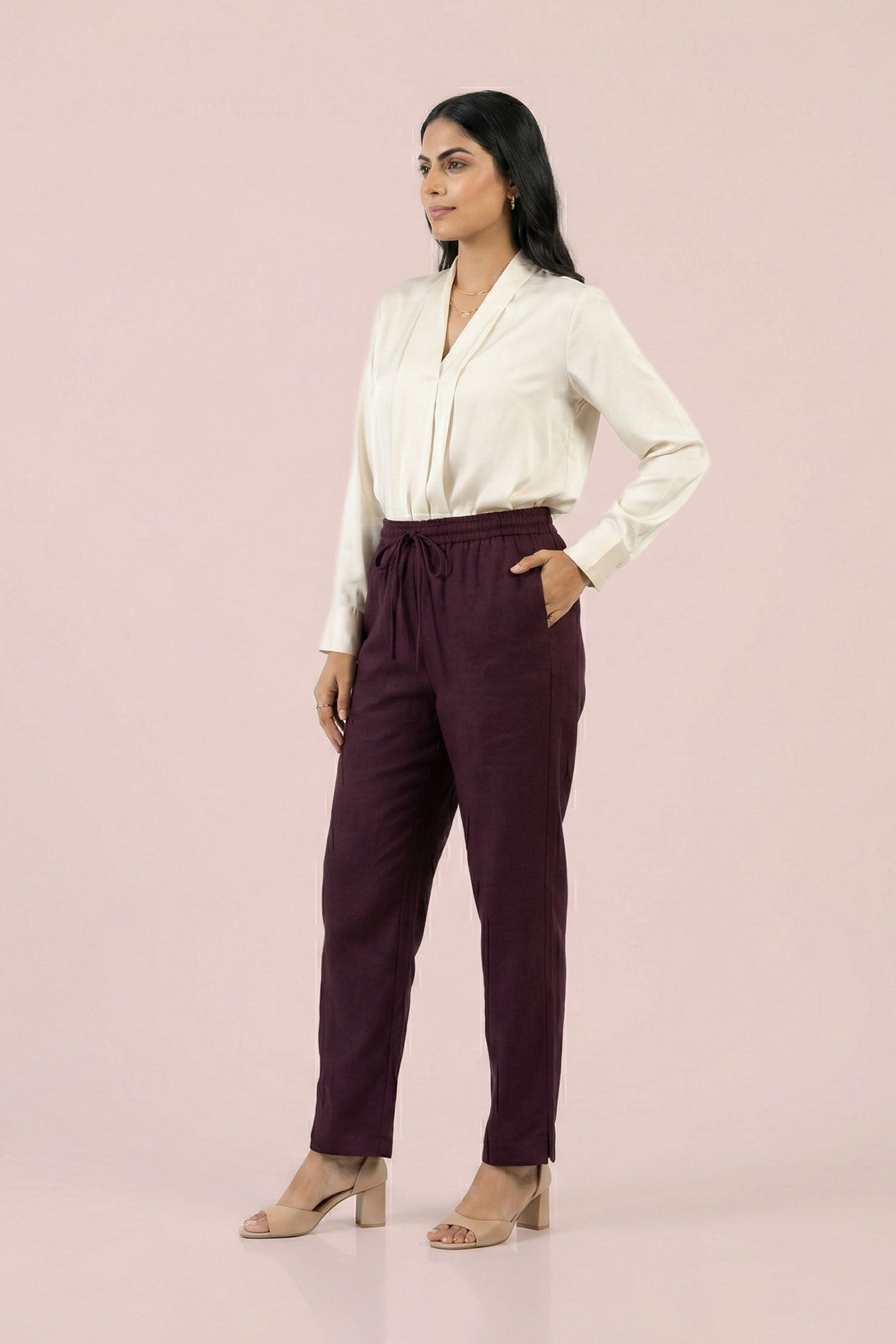 Wine Linen Pant