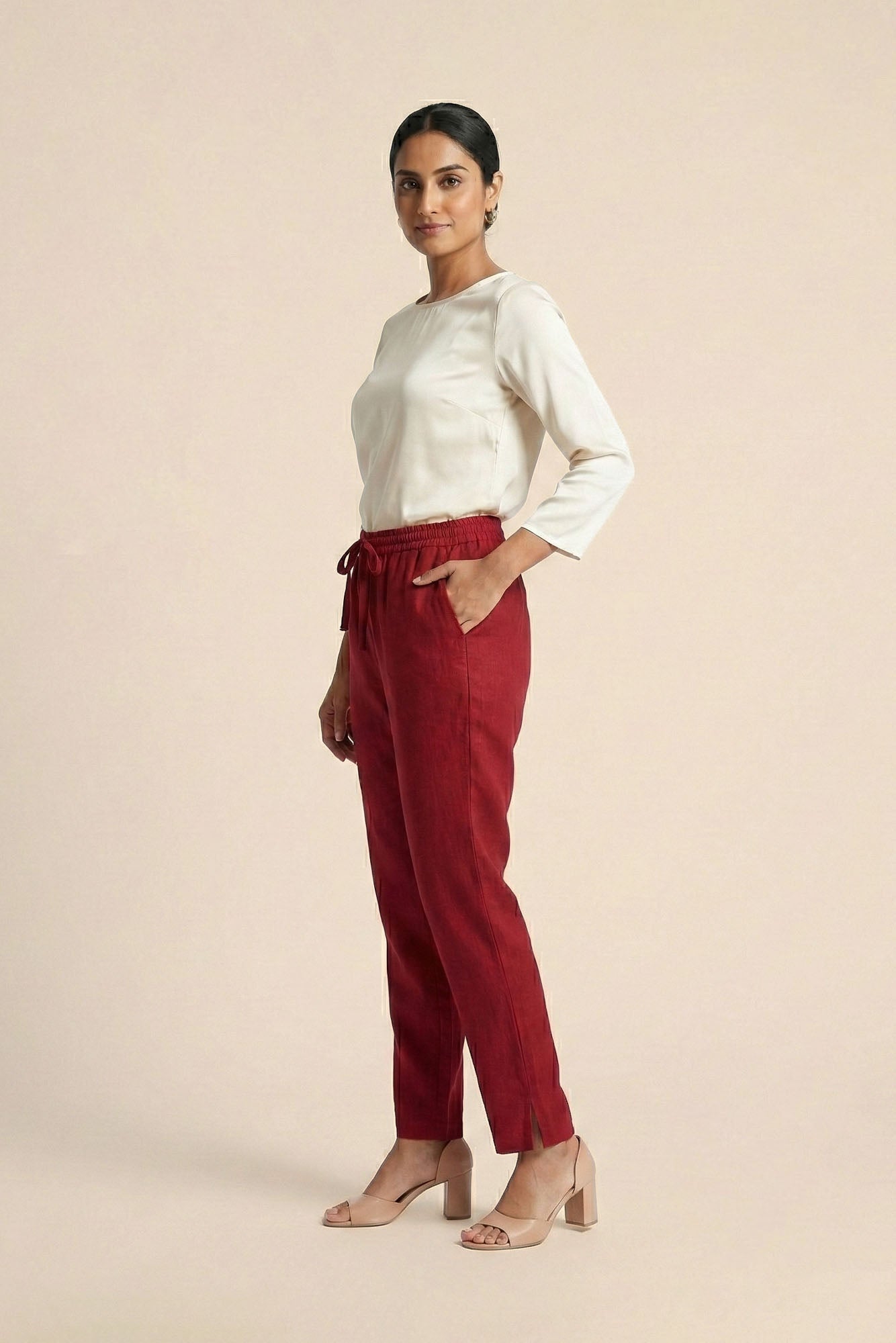 Maroon Linen Pant