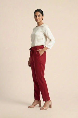Maroon Linen Pant