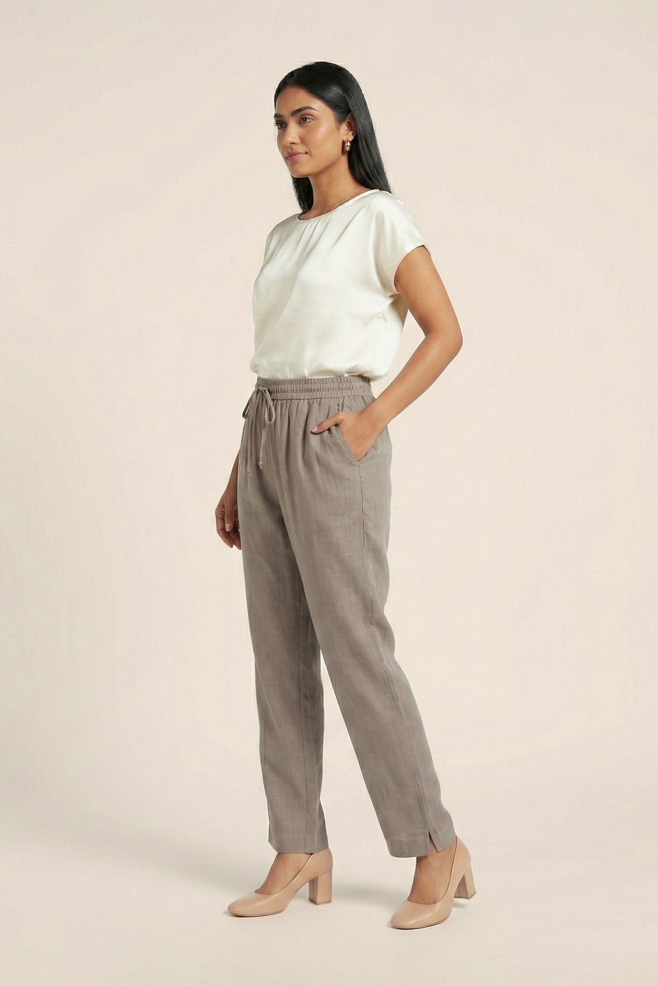 C.Grey Linen Pant