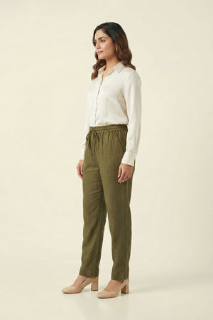 Mehndi Green Linen Pant