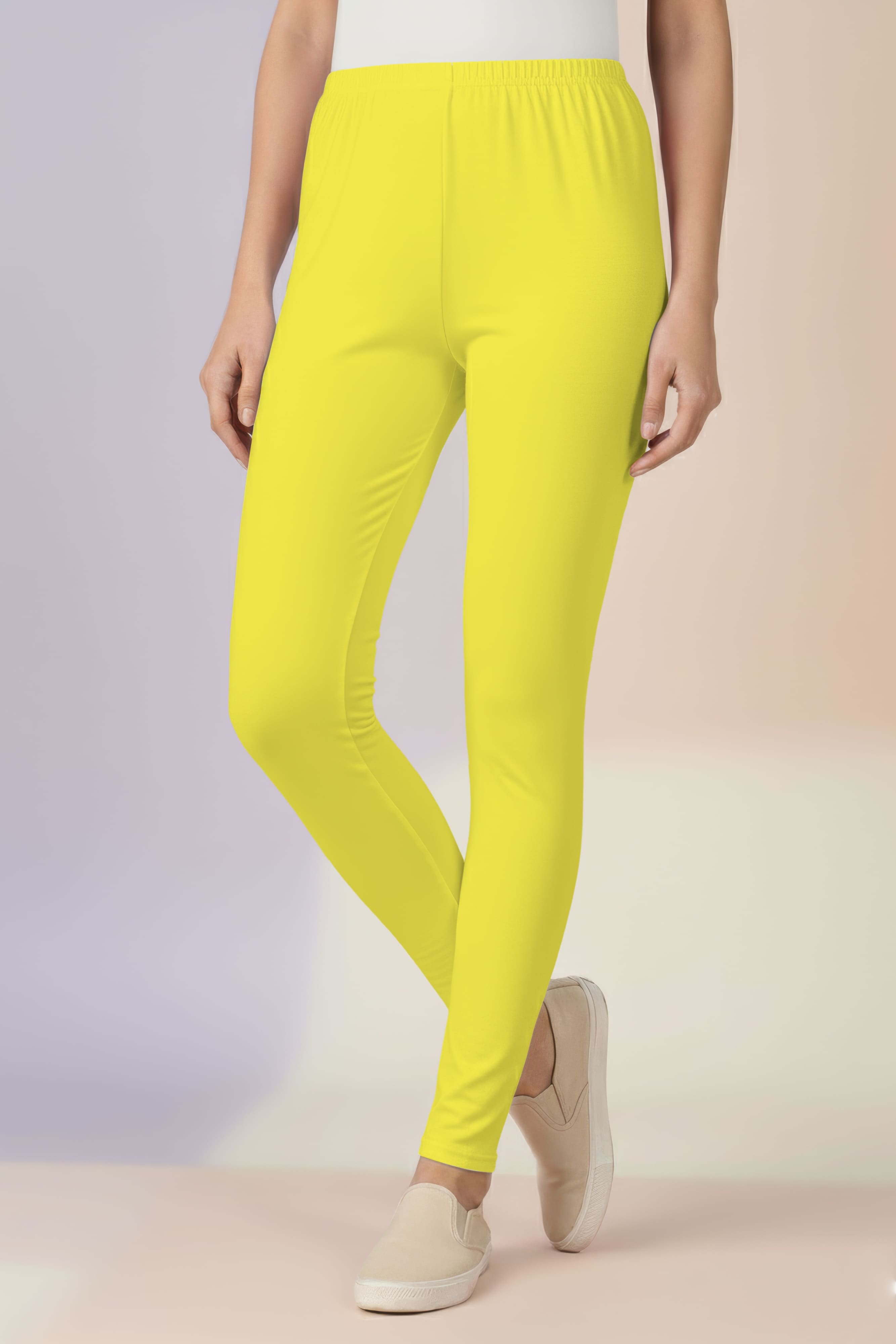 Lemon Yellow Ankle Leggings